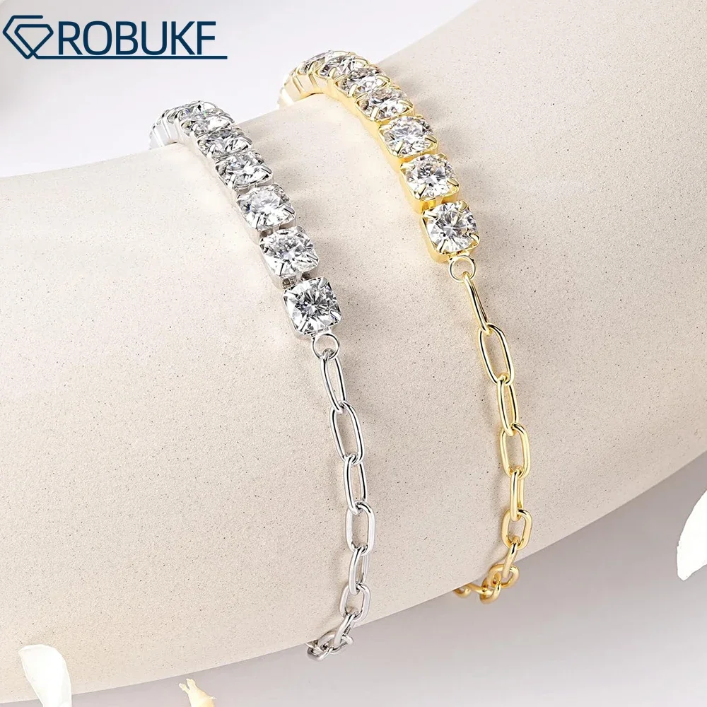 5mm Moissanite Tennis Bracelet for Women GRA Certificate Lab Diamond S925 Silver Wedding Stacking Paperclip Classic Bracelets