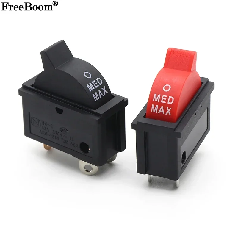 

KCD16 Wind Speed Control Button Rocker Switch 3 Positions 3Pin SPDT Switch For Hair dryer 10A 250V Black Red