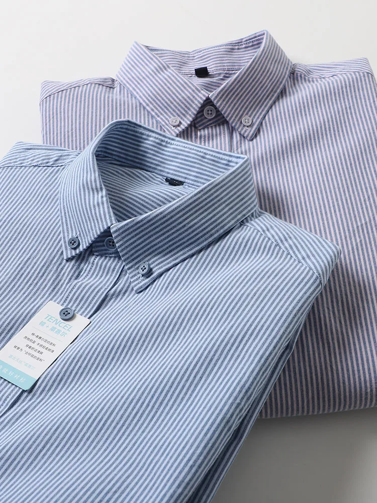 

Lcellose Mixed Long Sve Casual irt Classic Stripe Busin Casual Collar Base Layer Men's Faion Spring Stand Fit