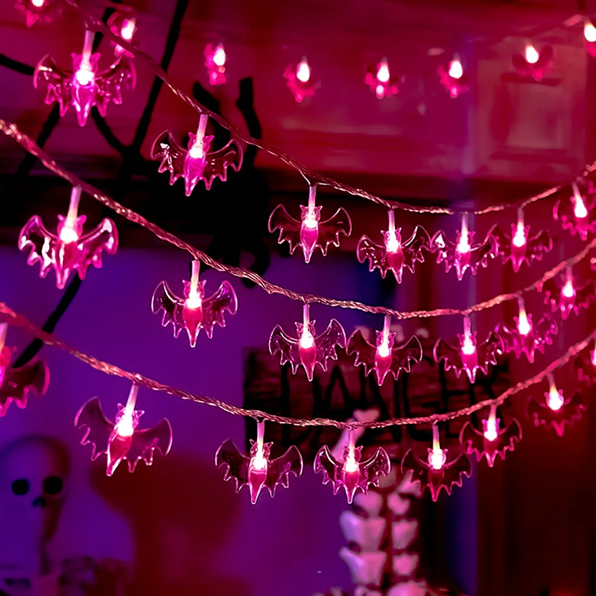 

Хэллоуин Фиолетовый Летучая Мышь Фонарь Строка Ужас Элемент Композиция Атмосфера Полный светодиодных Красочных огней Украшение Фестиваля Призраков