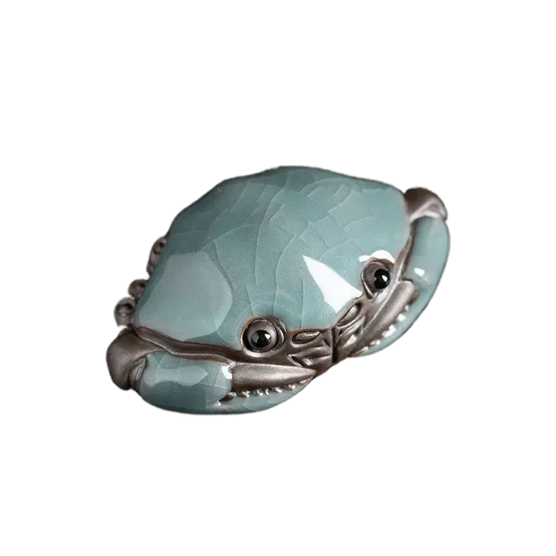 Crabe à glaçure craquelée pour animaux de compagnie, décoration faite à la main, table à thé chinoise, accessoires de cérémonie du thé, Kongfu, four