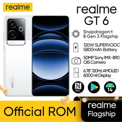 Unlocked realme GT 6 5G NFC Snapdragon 8 Gen 3 Octa Core 6.78'' 120Hz AMOLED Display 50MP OISCamera 5800mAhBattery 120WSUPERVOOC