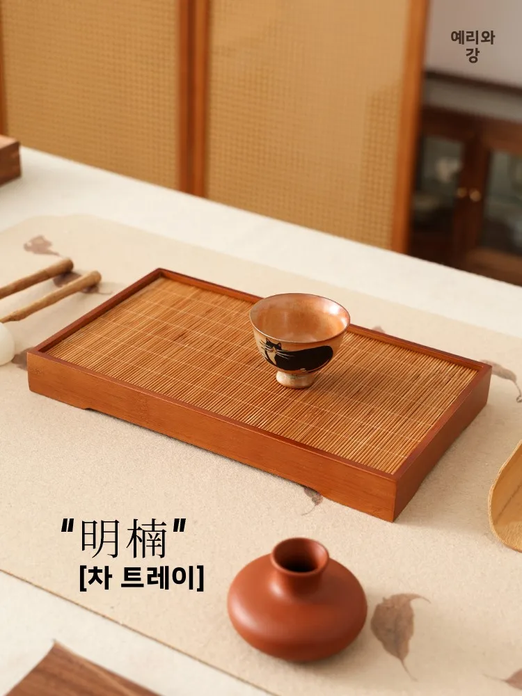 

Ziming Bamboo Tea Tray Small Drainage Wet Soak Bamboo Mat Filter Water Storage Tea Table Rectangular ape Semi-Handmade New ...