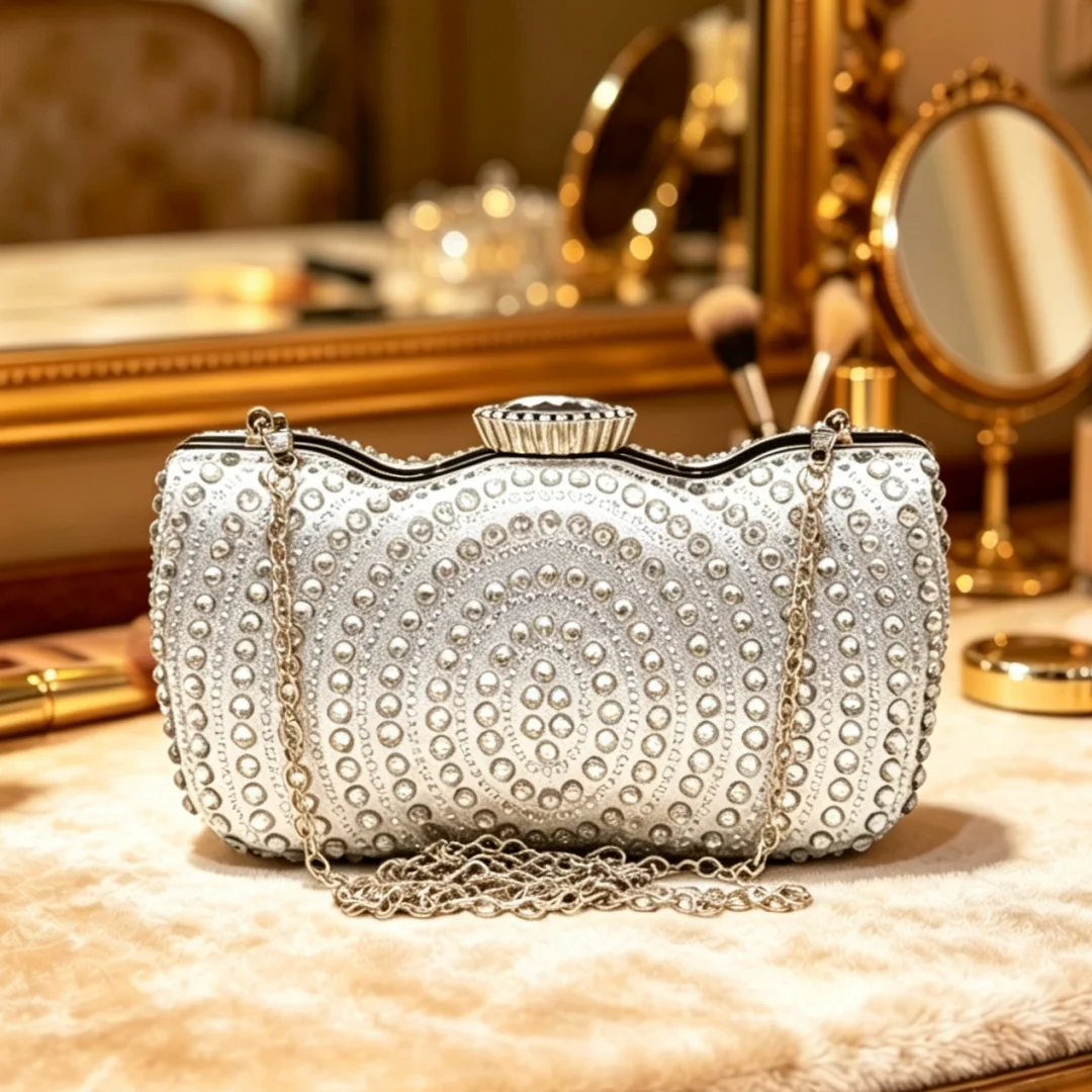 Elegante Damen-Abendtaschen mit Strass, Designer-Kristall-Bankett-Handtasche, luxuriöse Hochzeits-Braut-Clutch, einzigartige Diamant-Clutches – Detail 11