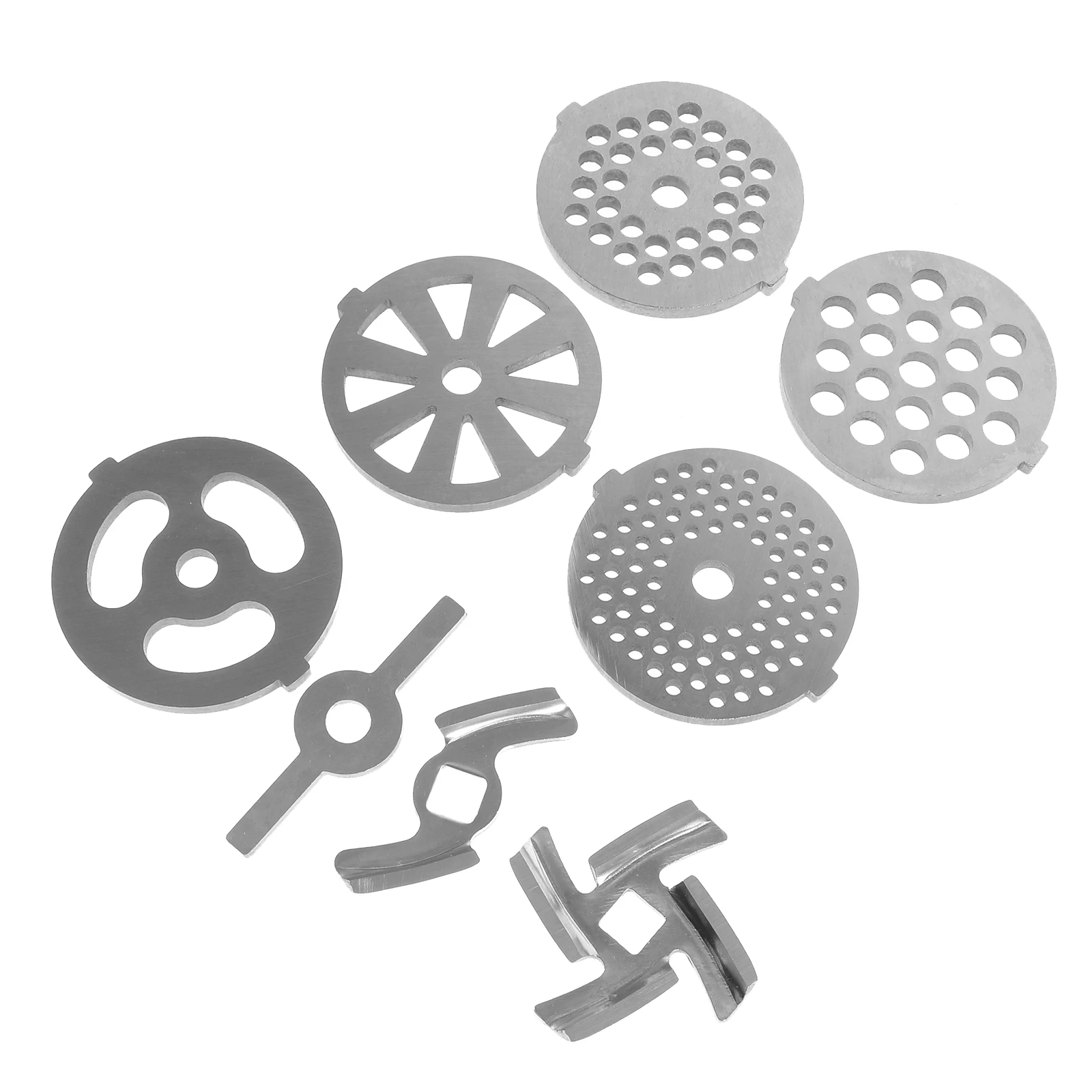

8 Pcs Meat Grinder Accessories Stainless Steel Plates for Mincer Easy Cleaning Practical Cutting with Hole Kitchen Tools
