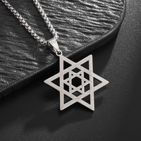 Stainless Steel Solomon Six-Pointed Star Star of David Pendant Necklace Casual Fashion Trend Amulet Simple Jewelry Gift