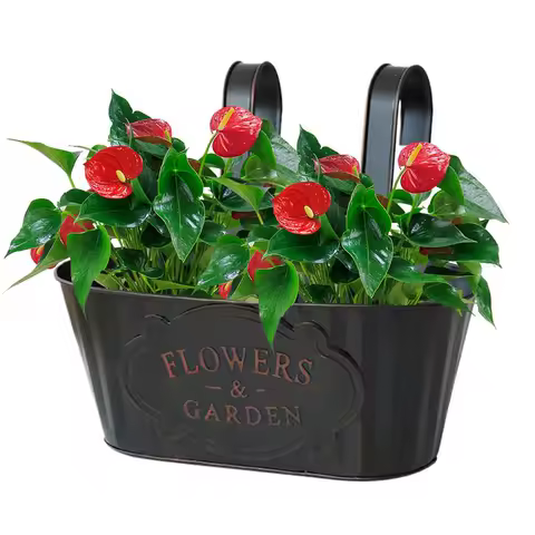 Metal Hangable Deck Planter Railing Planter Countryside Window Flower Boxes for Garden Decoration Plant Pots Houseplant Boxes