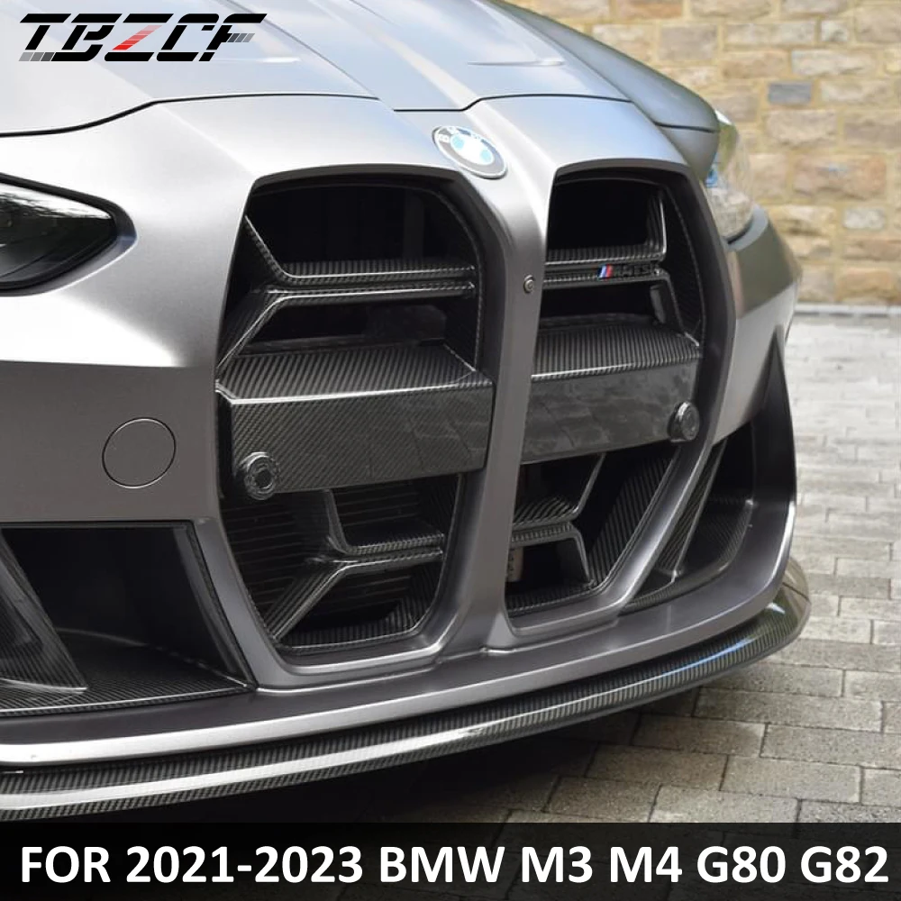 

Real Dry Carbon Fiber Front Bumper Grille For BMW 2021-2023 M3 G80 M4 G82 G83 CSL Style Front Kidney Grille Racing Accessories