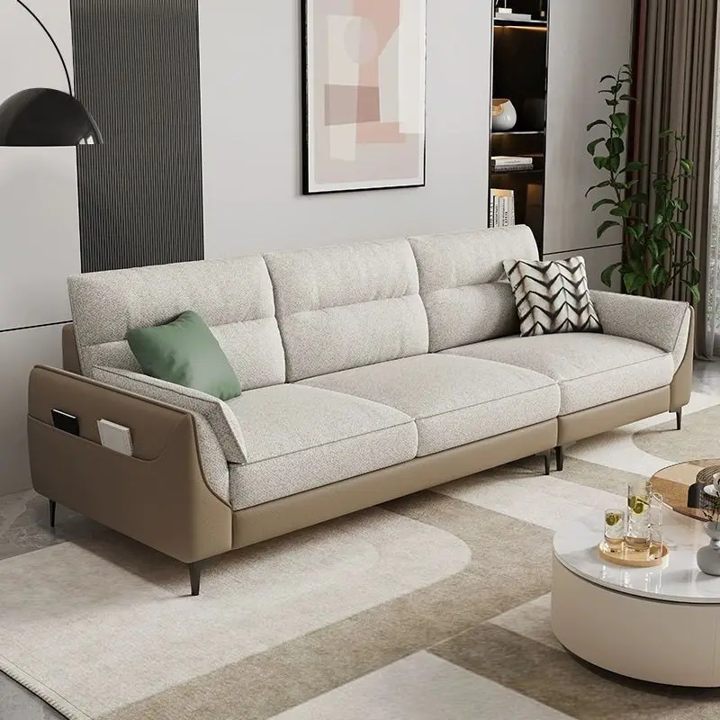 

Modern simple cotton and linen fabric sofa removable and washable inline row sofa home living room sofa