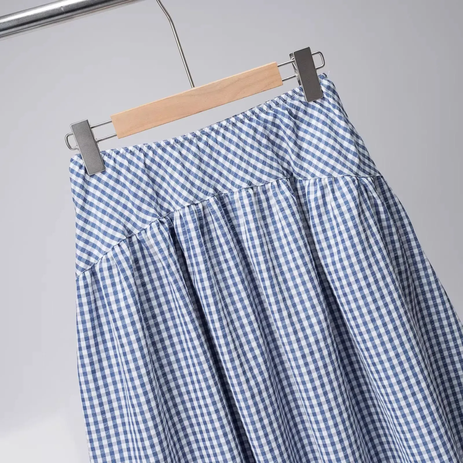 Comfortable Light Bubble Cloth High Waist A-Line Skirt Spring Summer Midi Skirt Women Island Country Quality Good Goods