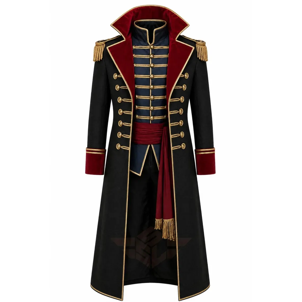 

Custom Made 19th Century Gothic Steampunk Commander Coat Adult Mens Commissars Uniform Jacket Coat Suit