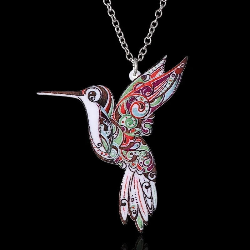 Woman Man Fashion Unique Colour Design Acrylic Jewellery Animal Cat Dog Hummingbird Wolf Salamander Pendant Necklace Gift