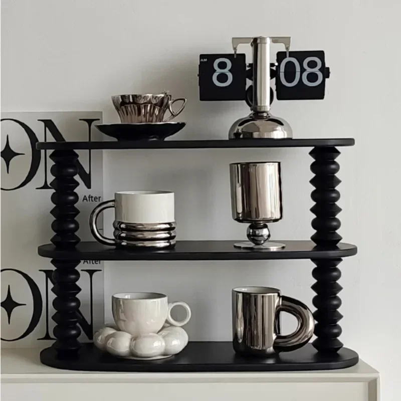 Wooden Cup Storage Shelf Ins Display Shelf Makeup Organizer Multi-Layer Storage Rack Cup Set Durable Design Stylish Furniture