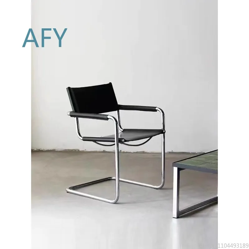 Bauhaus for Stainless Steel Dining Chairs for Space Saving Furniture for Saddle Leather Ergonomic Comfort Vanity Chair for