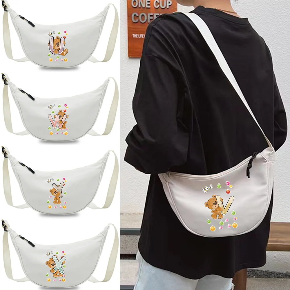 Dumpling Bag Totes Handbag Crossbody Shoulder Bag Casual Waterproof Nylon Messenger Bag Bear Letter Pattern Series 2024