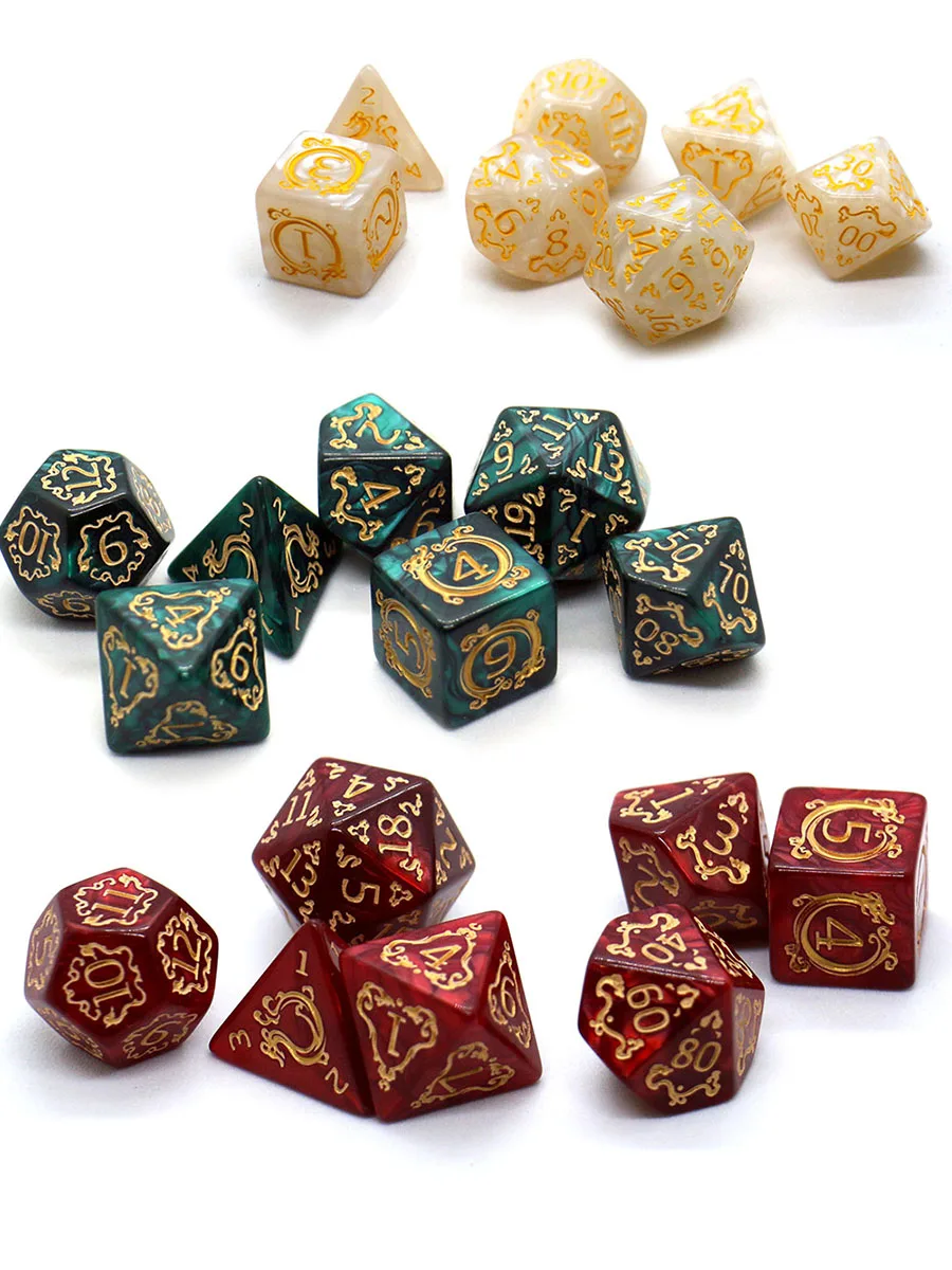 7-teiliges DND-Würfelset mit Drachenmuster, mehrseitige D4 D6 D8 D10 D12 D20 Würfel, ideales Geschenk für Desktop-Spiele, Geburtstage und Festiva – Detail 1