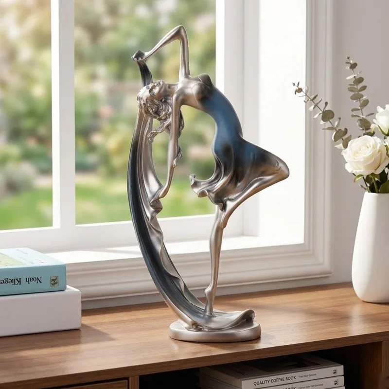 European Dancing Girl Figurine Elegant Woman Ornament Home Decor Table Centerpiece For Women Birthday Anniversary Romantic Gift