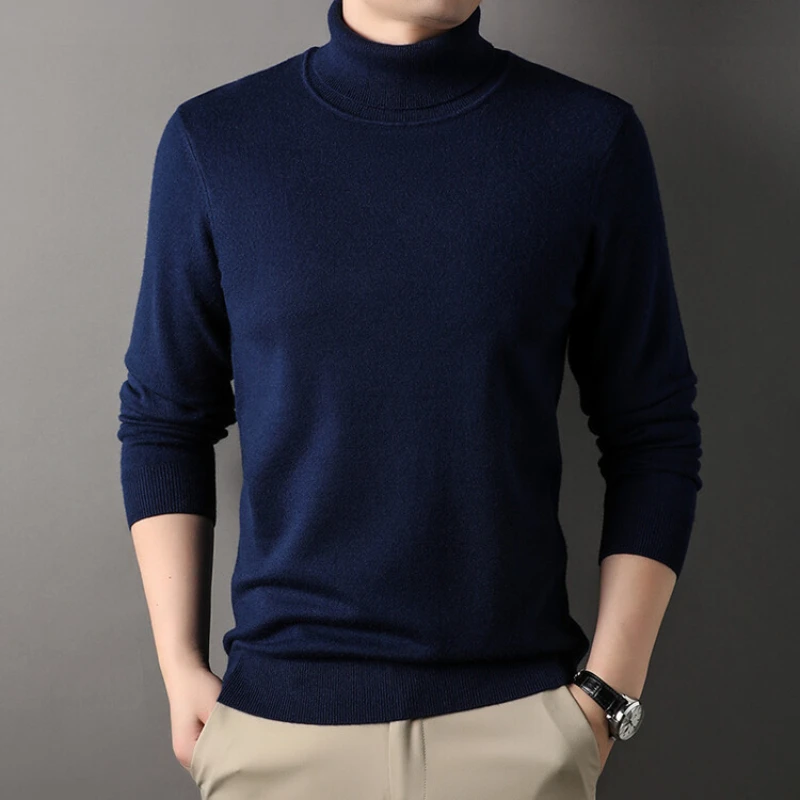 

High Quality Men's Slim Fit Turtleneck Sweater with Long Sleeves for Autumn and Winter Warmth.Multiple Colors Stretchable