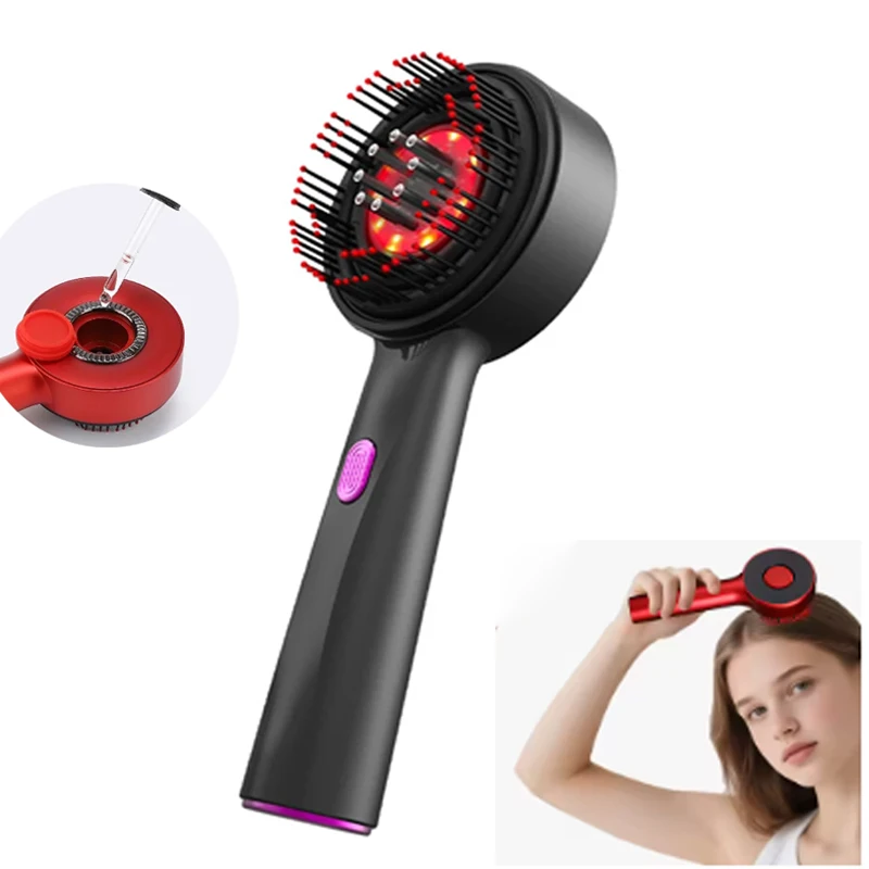 Cepillo Eléctrico para el Crecimiento del Cabello con Luz Infrarroja, Masajeador de Puntos de Acupuntura para el Cuero Cabelludo, Anticaída, Exfoliante para el Cabello