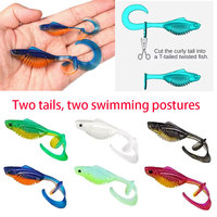 6pcs Floating Soft Bait 5.2g 8.5cm Wobbler Two Strokes T Tail Soft Worm Fishing Lure for jig head hook Pesca miękkie przynęty