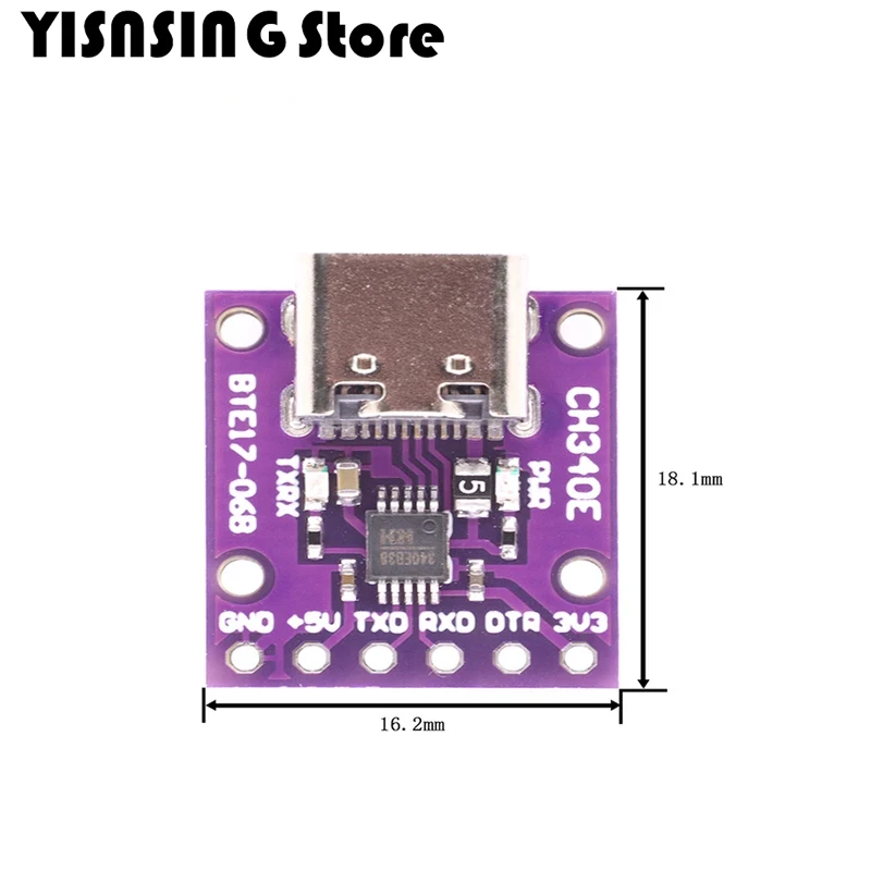 10PCS/LOT CH340E MSOP10 USB to TTL Serial Converter, 5V/3.3V Alternative CH340G Module TYPE-C Interface For Arduino Pro mini