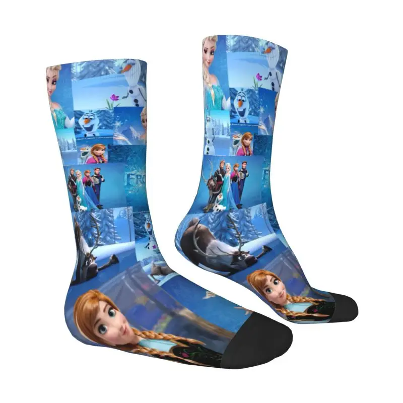 Calcetines de dibujos animados de Frozen para hombre y mujer, medias de vestir de princesa Elsa, transpirables, cálidas, con estampado 3D de Anime, Unisex