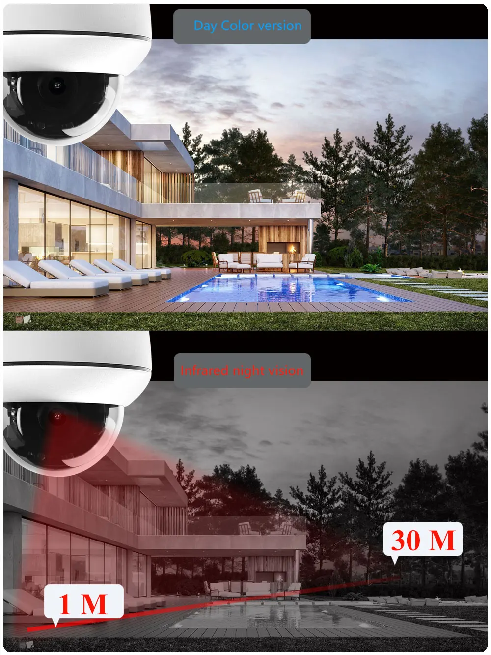 HD 5MP Wireless Security IP Camera Wifi PTZ Metal Dome 3.6mm/5x Optical Zoom CCTV POE Two Way Audio Humanoid Tracking IR 30M