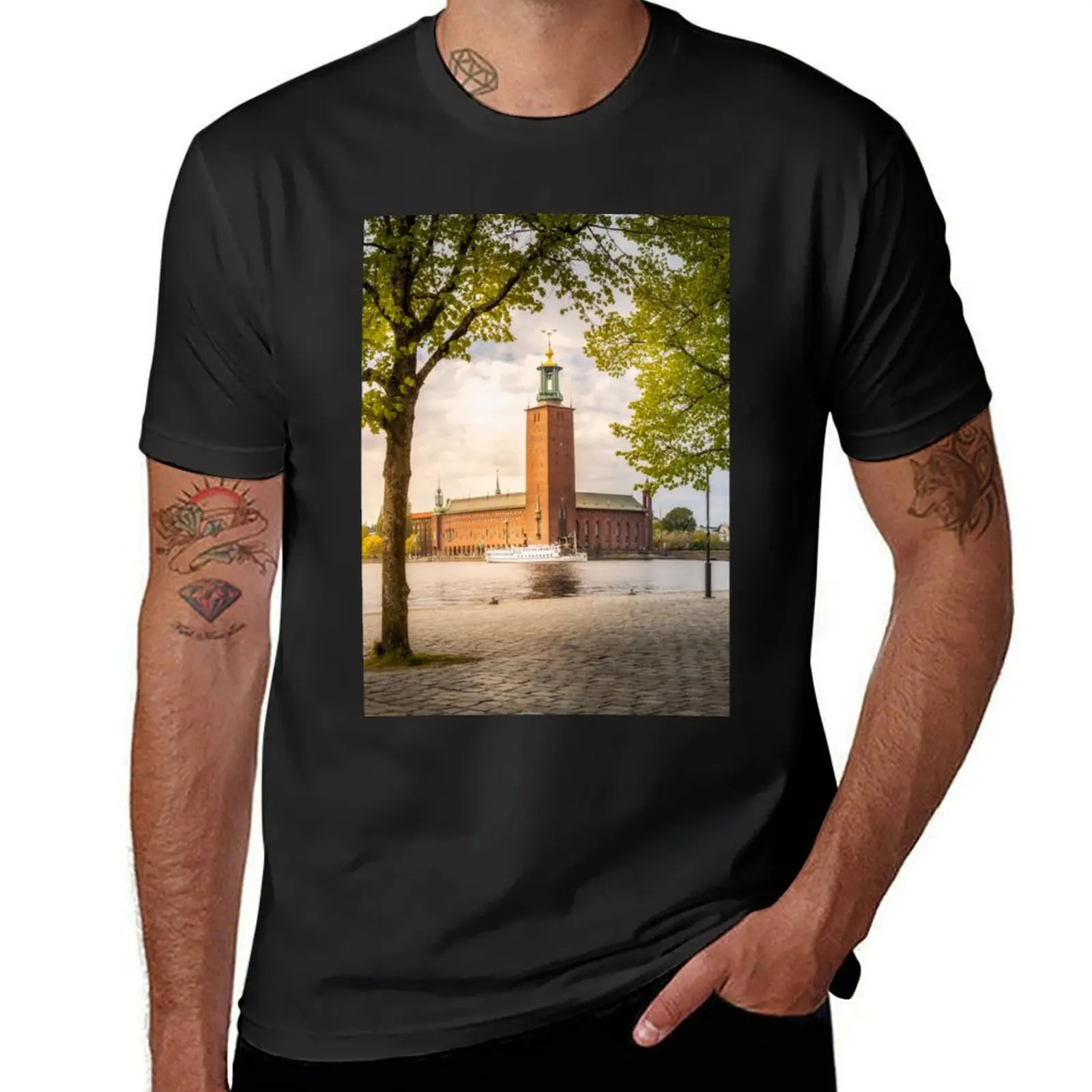 Stockholm City Hall in Spring T-Shirt anime sublime funnys mens graphic t-shirts hip hop