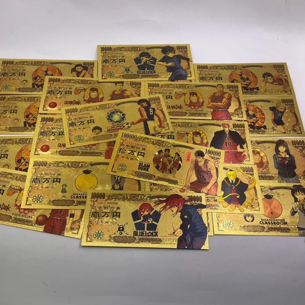 

Japan Banknote Slam Dunk Blue Lock Assassination Classroom Anime Gold Banknote 100000 Yen Replica Collectible Souvenir Fans Gift