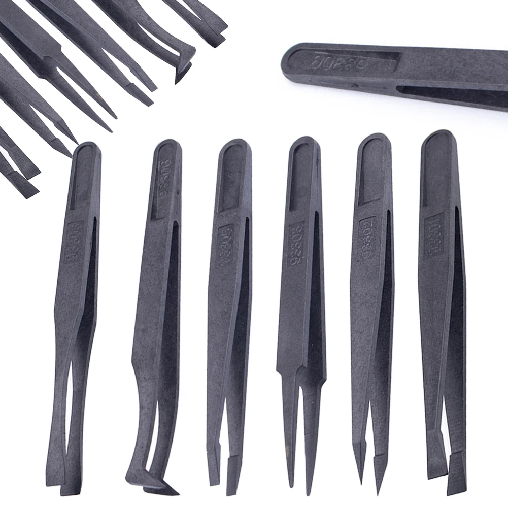 Anti-Static Carbon Fiber Tweezers Precision Maintenance Industrial Repair Curved Tool Working Model Making Hand Tool