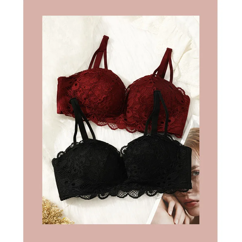 Female Lace Bralette Push Up A B Cup Bras Brassiere Sexy Detachable Strap Bra Women Underwear