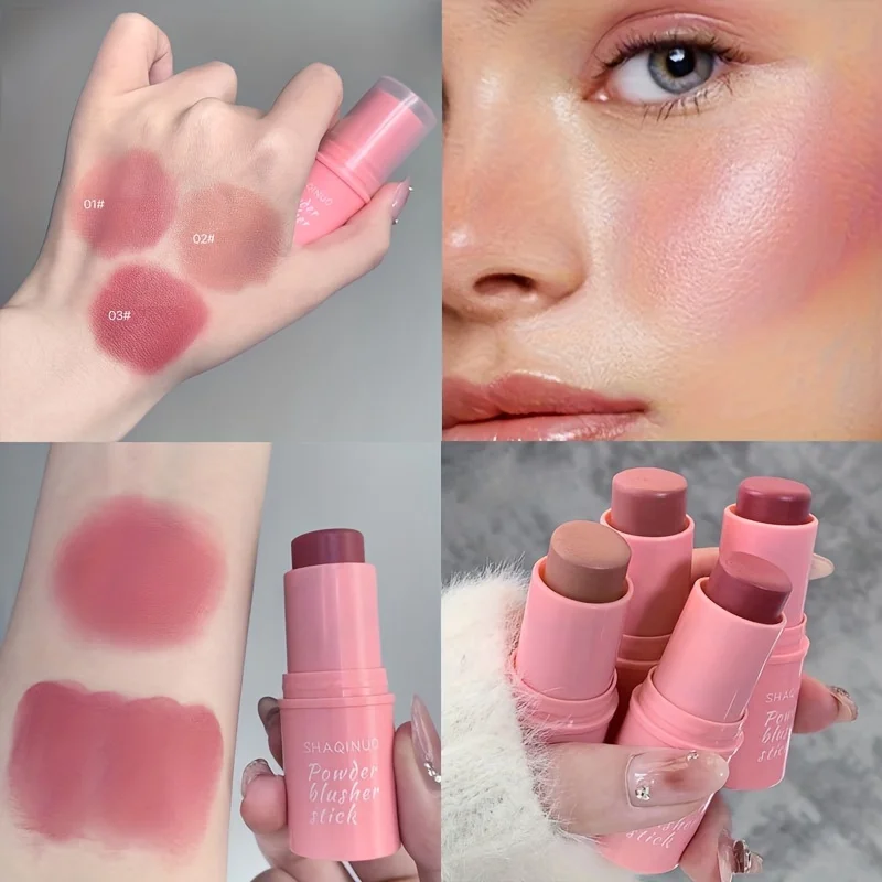 Blush Stick Face Moisturizer Natural Blusher Stick Peach Pinkish Cheek Tint Waterproof Long Lasting Blush Korean Makeup