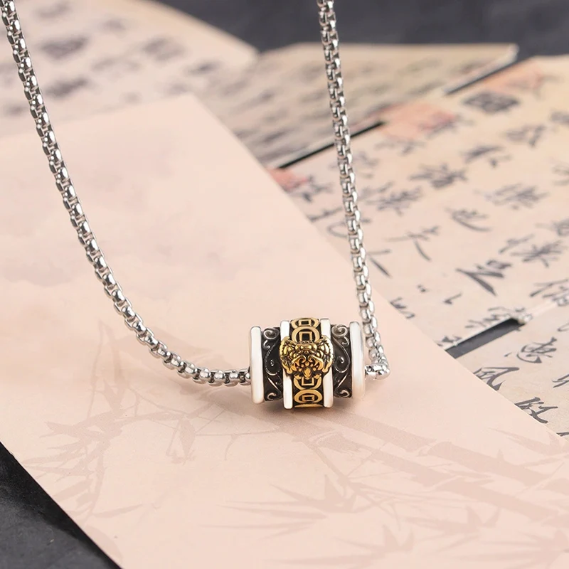 Attracting Wealth and Prosperity Necklace for Men Trendy Minimalist Retro Chinese Coin Choker Necklace Lucky Talisman Pendant