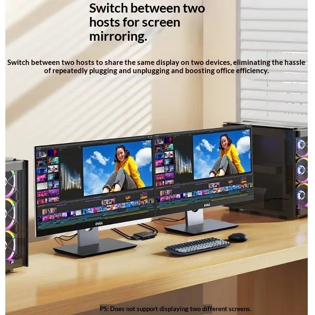 UGREEN 70689 CM318 HDMI 2.0 Switch Splitter 2 In 2 Out 4K 60Hz with Optical 3.5mm Audio and Remote for Monitors TVs