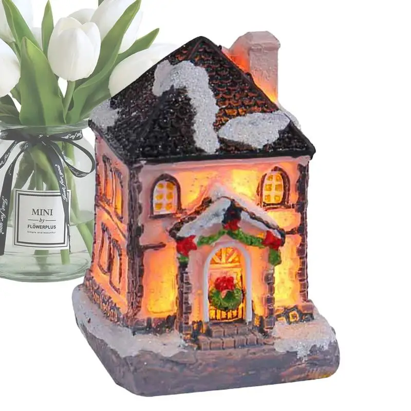 LED Village House Light Up Christmas Village House Resin Light Beacon Table Decoration Suitable For Children And Adults Indoor