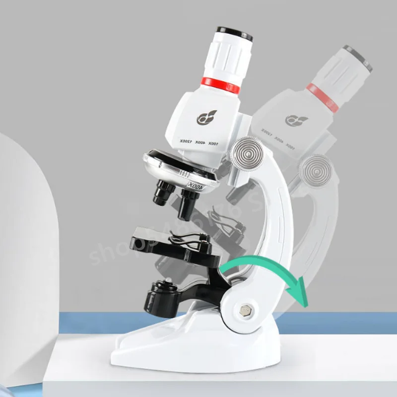 Home School Science Education Microscope Kit Laboratory LED 100X-400X-1200X Toy Gift Children's Refined Biology