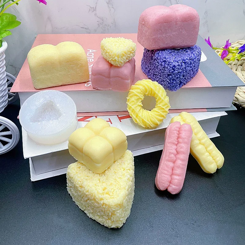 Squeezing Toy Simulation Baking Bread Silicone Mold Children Decompress DIY Chocolate Mousse Cake Handmade Soap Mold