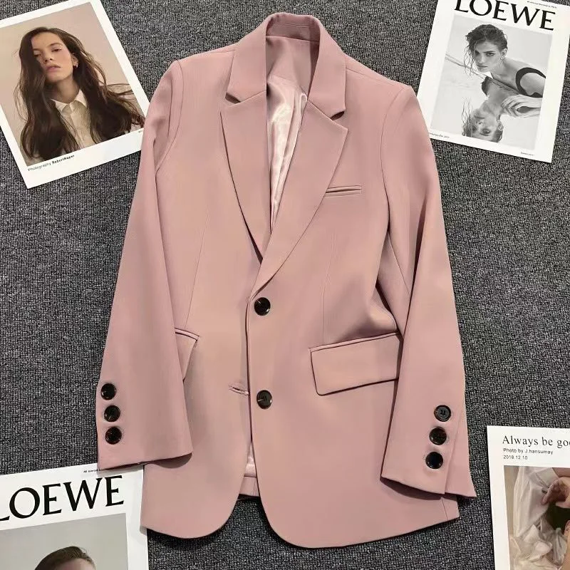 Elegant Lapel Spliced Pockets Solid Color All-match Blazer Female Clothing 2023 Autumn New Casual Tops Loose Office Lady Blazers