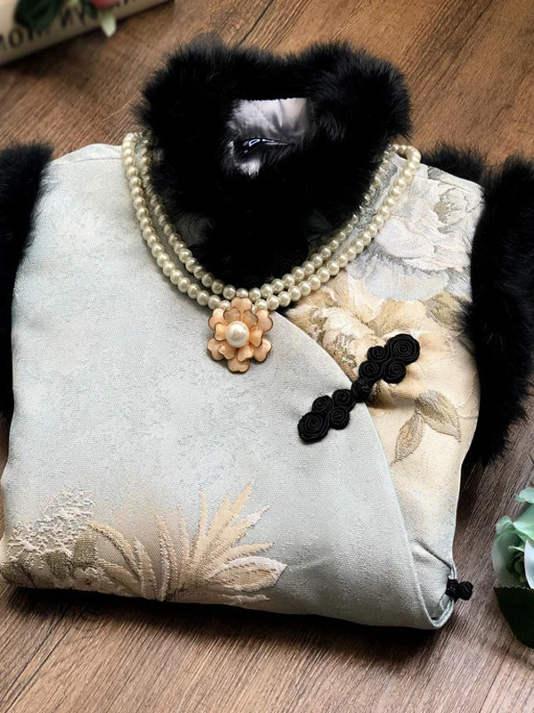 

Женский утепленный хлопковый жилет с вышивкой и меховым воротником, осенне-зимняя верхняя одежда больших размеров