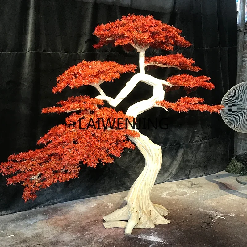 HLZ red maple tree simulation custom red maple leaf modeling tree hotel lobby decoration