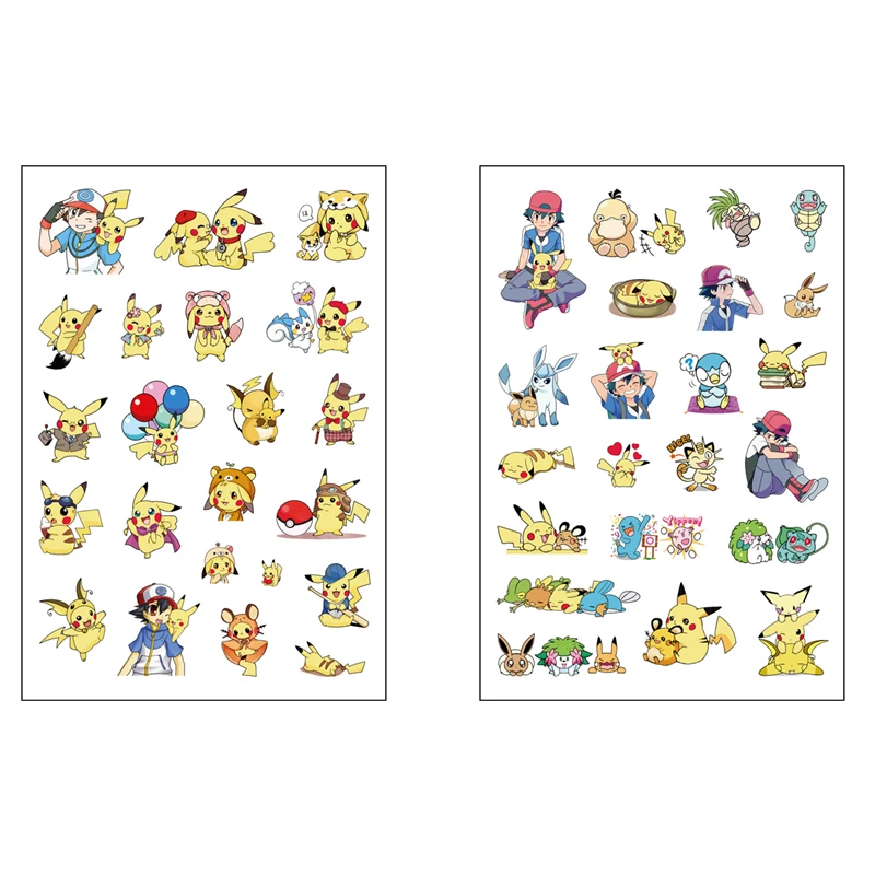 2/8PCS Pokemon Pikachu Kawaii Cartoon DIY Aufkleber Cartoon Figuren Hand Konto Aufkleber Material Kinder Wie Geburtstag geschenke