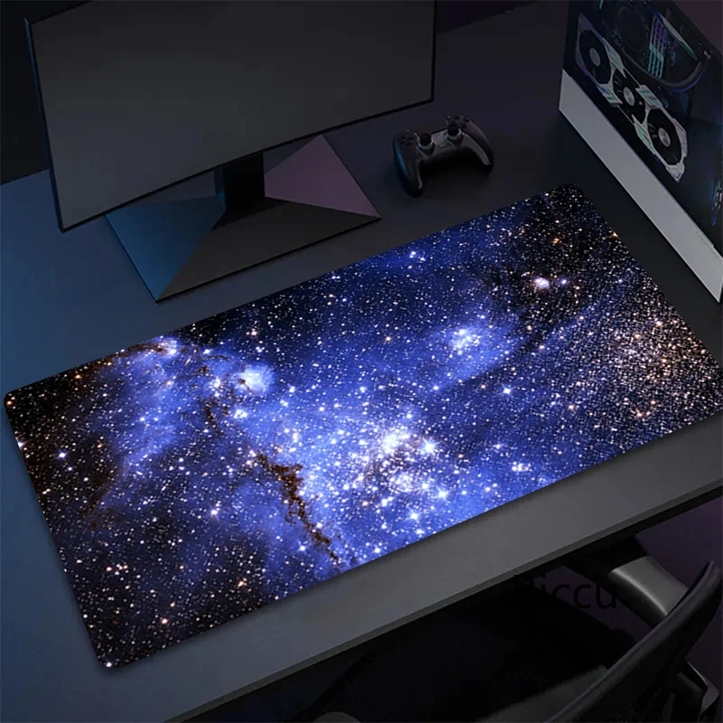 Gaming Laptops Mousepad Glass Cabinet Pc Accessory Universe Starry Sky Family Gamer Keyboard Computer Desk Pad Kawaii Mouse Mat