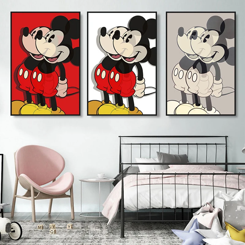 Canvas Painting Disney Cartoon Mickey Mouse Poster HD Canvas Printing Wall Art Suitable for Home Living Room Decor Kids Gifts