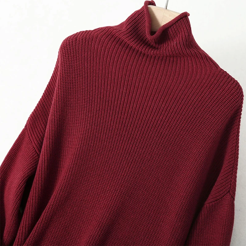 Women\'s 85% Silk 15% Cashmere Thick Warm Mock Neck Long Loose Type Pullover Top Sweater Dress LY003