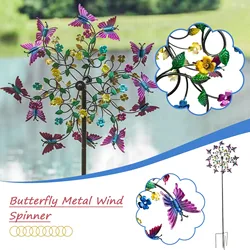 Colorful And Purple Butterfly Metal Wind-Spinner Garden Decoration