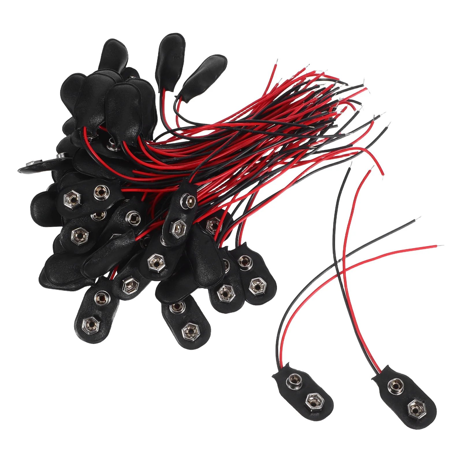 

50Pcs 9V Clip Black Snap Connector Durable Cable Power Connector for Student Experiment 9V Clip