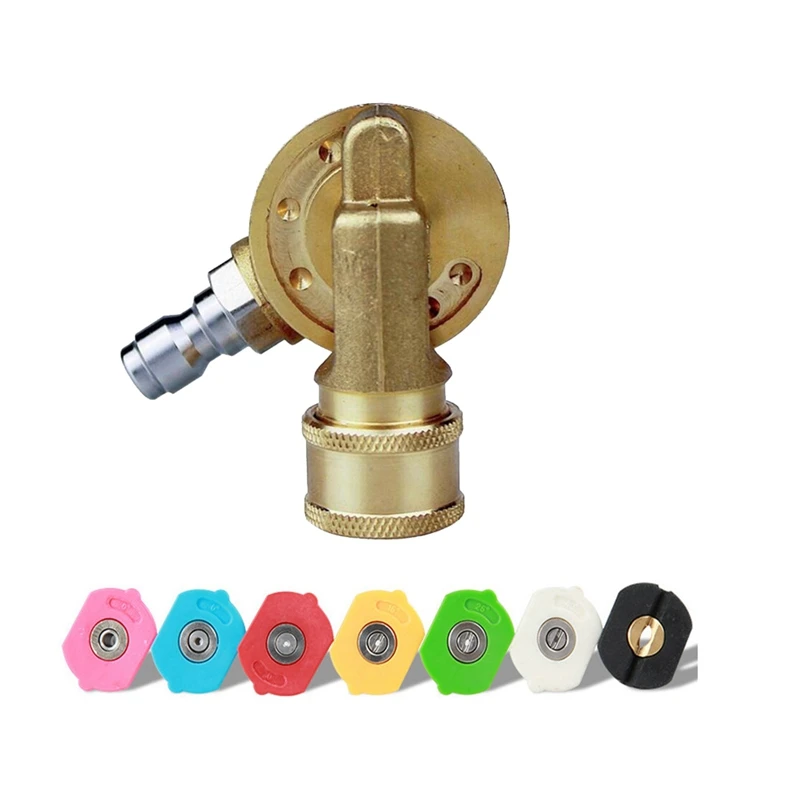 Brass Pivoting Coupler With 1/4In Quick Connection Attachment Gutter Cleaning Adaptor For High Pressure Washer W/Nozzles