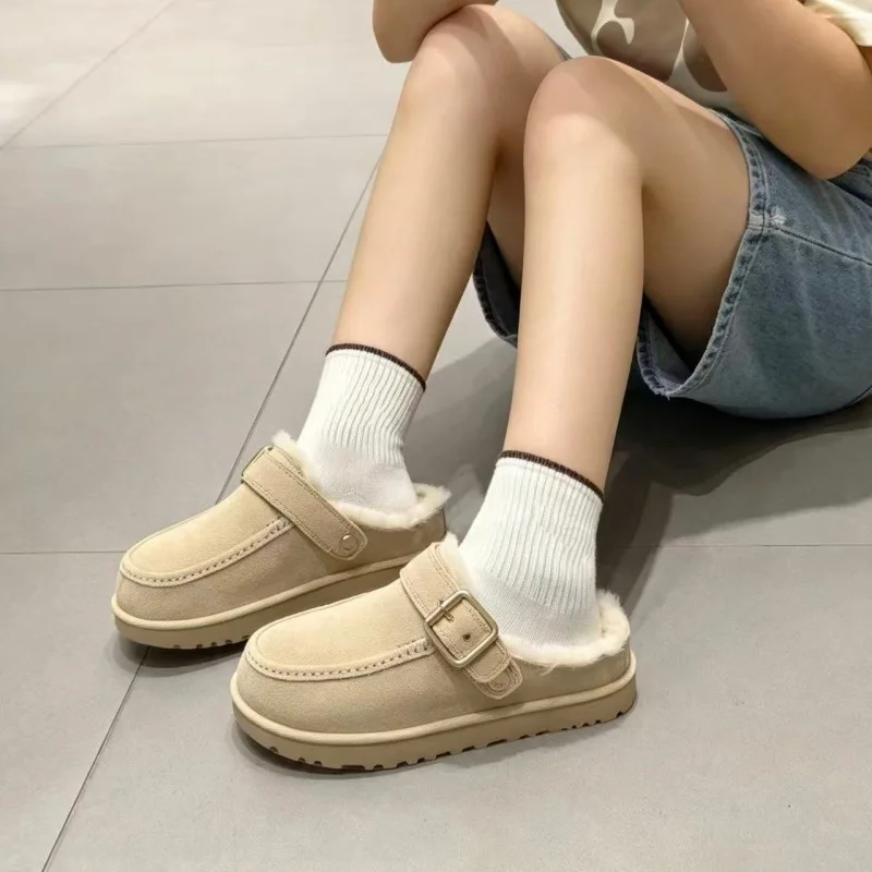 Kroger-Schuhe mit verstärkter Metallschnalle und Fleece-Futter, Halbschuhe aus Rindsleder mit Wollfutter, Sandalen mit verstärktem Fleece-Futter, Schneestiefel für Damen. – Detail 4