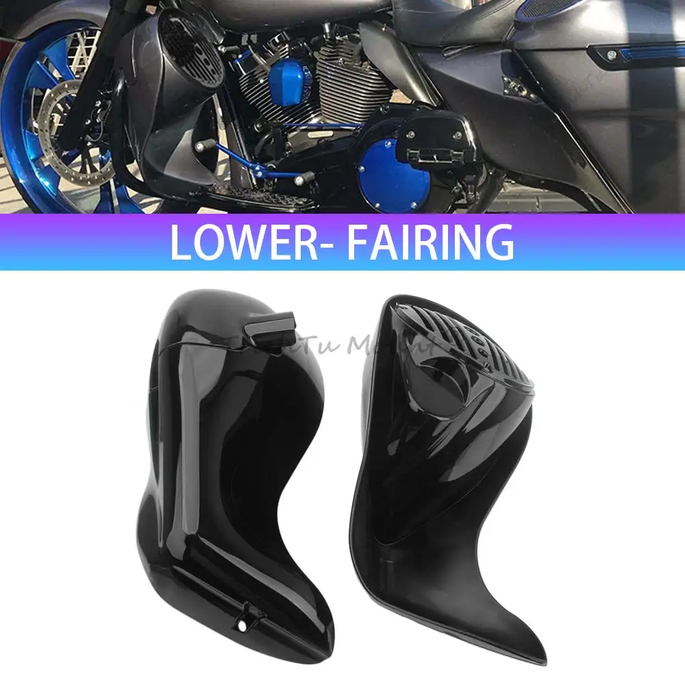 For Harley Road King Street Electra Glide Ultra Classic FLT 93-23 8" Motor Lower Vented Leg Fairings With Speaker Grills 1Pair