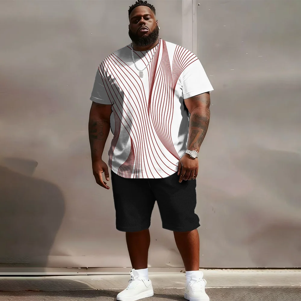 

S-9xl Большой и высокий комплект с короткими рукавами больших размеров (Клетчатая и текстура): - Прочный легкий материал, Стильный плед + тканая текстура,